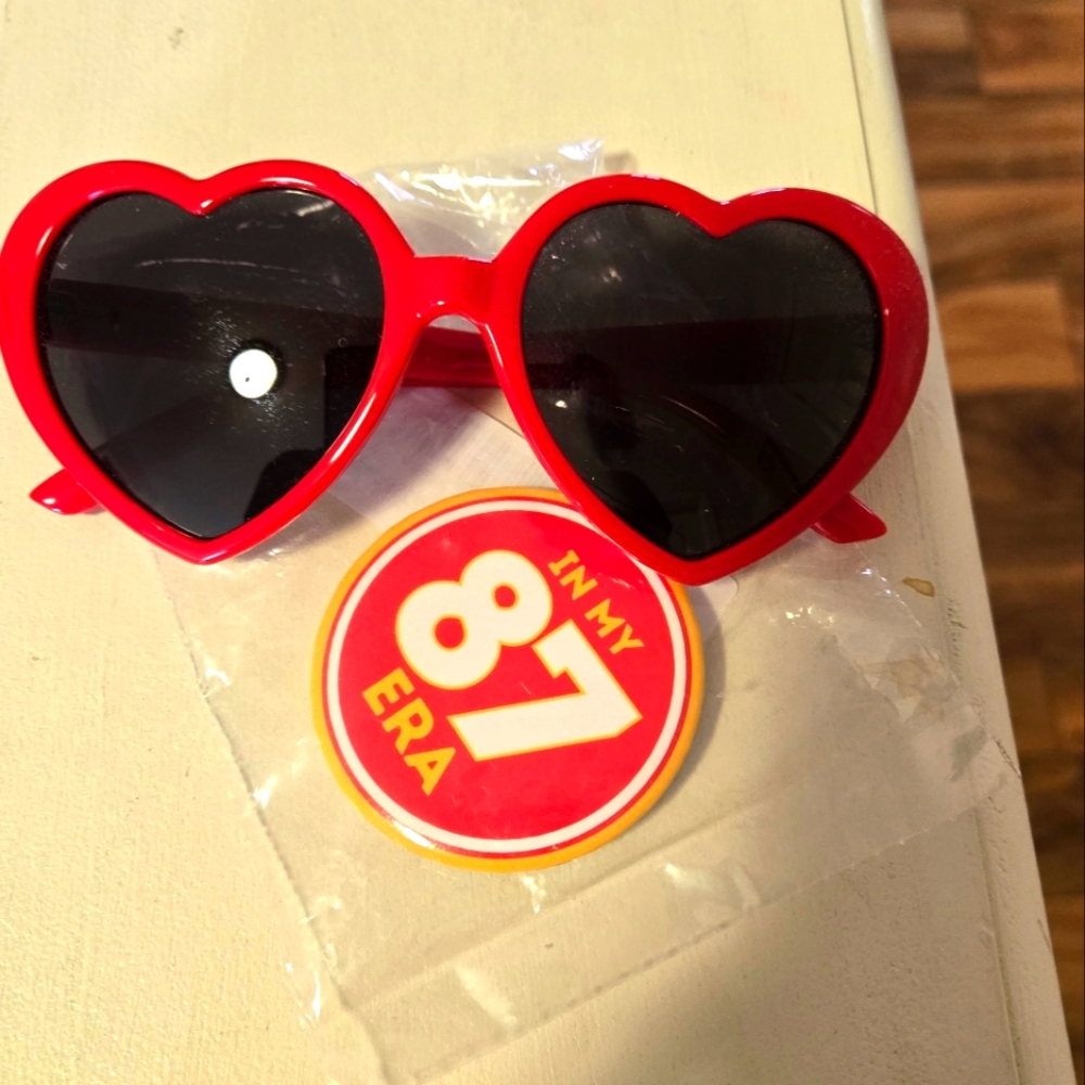 Taylor Swift friendship bracelets, Red Heart Sunglasses, Kelce 87 Pin